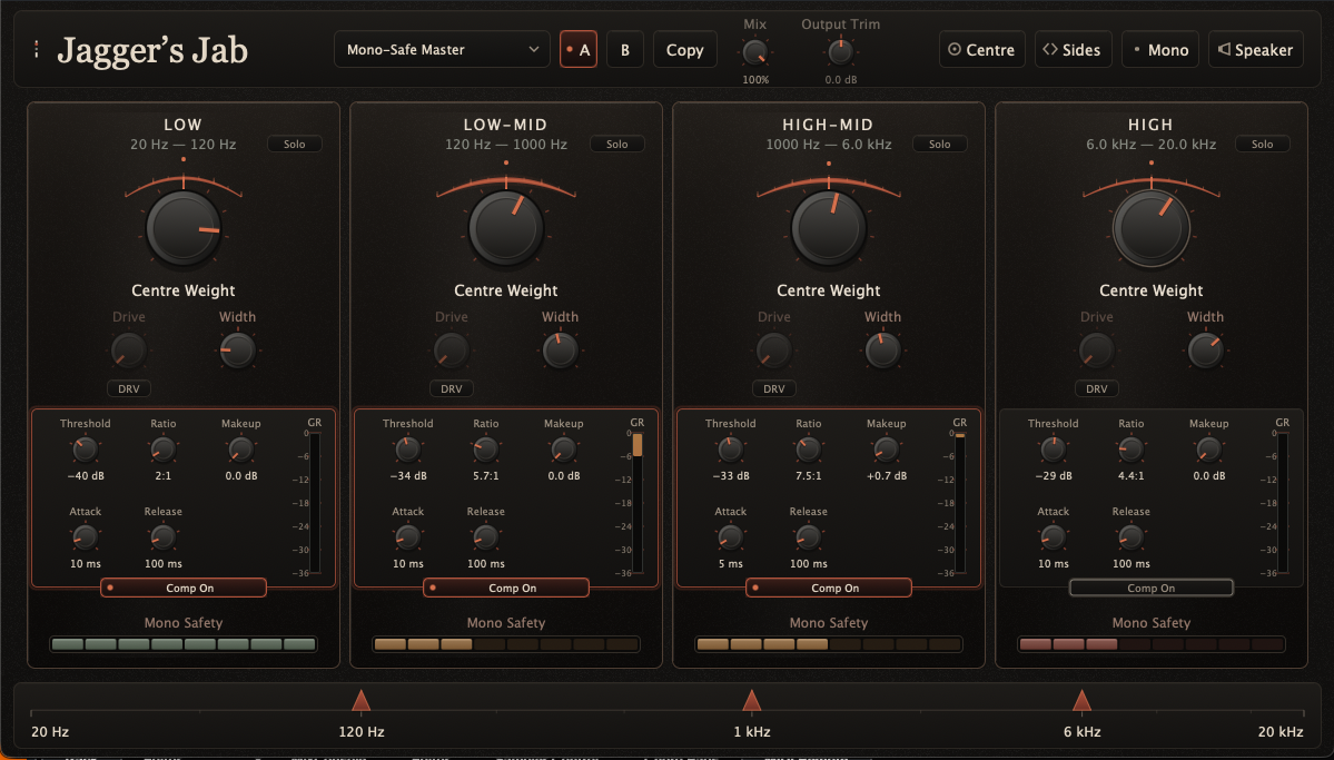 Jab, showing its four-band mixing interface